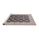 Sideview of Machine Washable Industrial Modern Rose Pink Rug, wshurb789