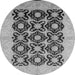 Round Machine Washable Oriental Gray Traditional Rug, wshurb789gry