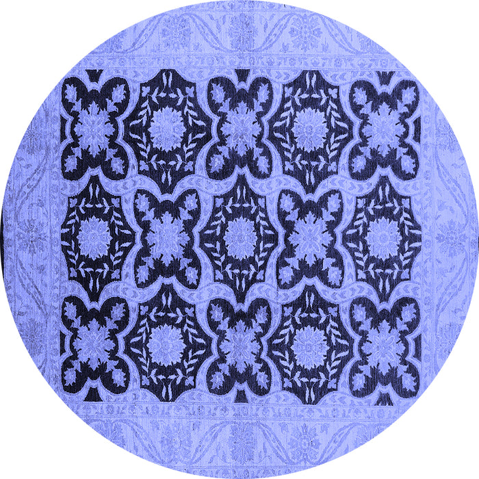 Round Oriental Blue Traditional Rug, urb789blu