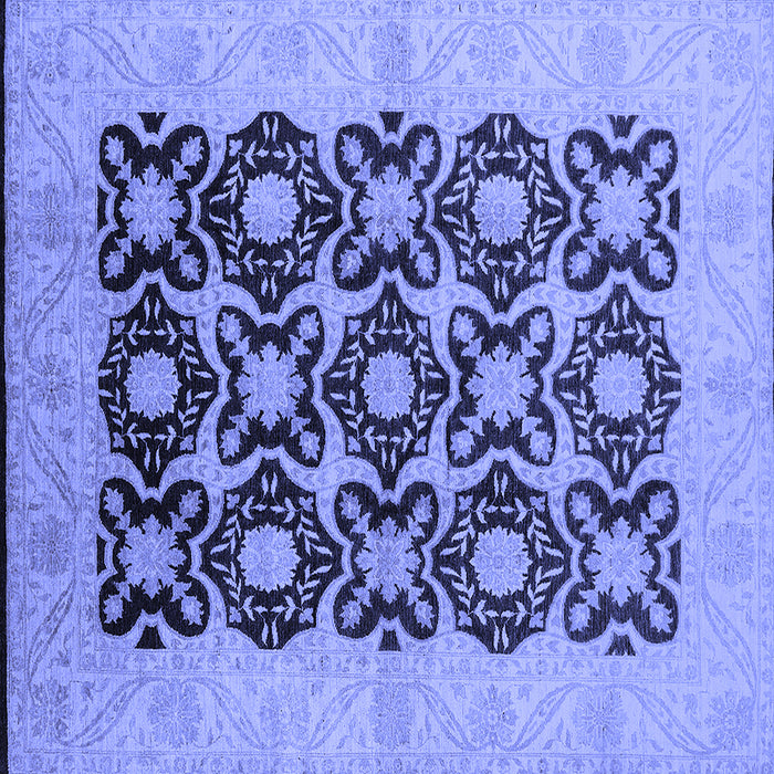 Square Machine Washable Oriental Blue Traditional Rug, wshurb789blu
