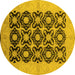 Round Oriental Yellow Traditional Rug, urb789yw