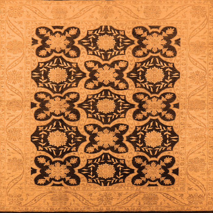 Square Machine Washable Oriental Orange Traditional Area Rugs, wshurb789org