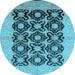 Round Oriental Light Blue Traditional Rug, urb789lblu