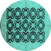 Round Oriental Turquoise Traditional Rug, urb789turq