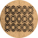 Round Oriental Brown Traditional Rug, urb789brn