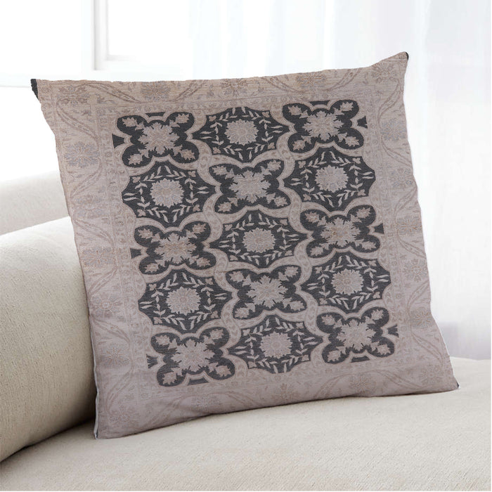 Lifestyle Image of Mid-Century Modern Urban Square Rose Pink Throw Pillow, 18 inch by 18 inch, pwurb789