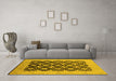 Machine Washable Oriental Yellow Traditional Rug in a Living Room, wshurb789yw