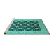 Sideview of Machine Washable Oriental Turquoise Traditional Area Rugs, wshurb789turq