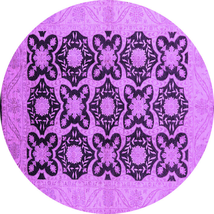 Round Oriental Purple Traditional Rug, urb789pur