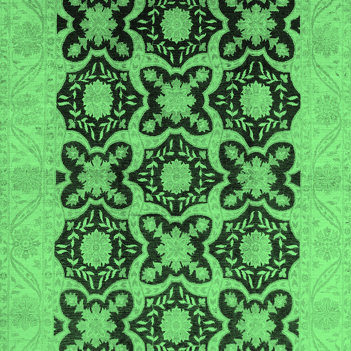 Machine Washable Oriental Emerald Green Traditional Area Rugs, wshurb789emgrn