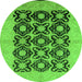 Round Oriental Green Traditional Rug, urb789grn