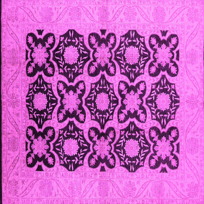 Square Machine Washable Oriental Pink Traditional Rug, wshurb789pnk