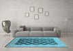 Machine Washable Oriental Light Blue Traditional Rug in a Living Room, wshurb789lblu