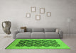 Machine Washable Oriental Green Traditional Area Rugs in a Living Room,, wshurb789grn