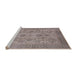 Sideview of Machine Washable Industrial Modern Khaki Rose Pink Rug, wshurb790