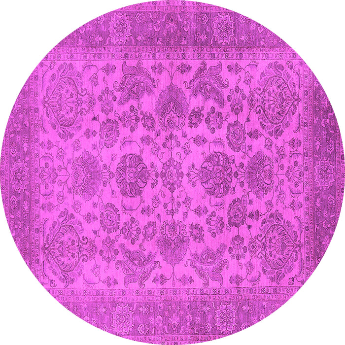 Round Machine Washable Oriental Pink Industrial Rug, wshurb790pnk