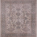 Square Machine Washable Industrial Modern Khaki Rose Pink Rug, wshurb790