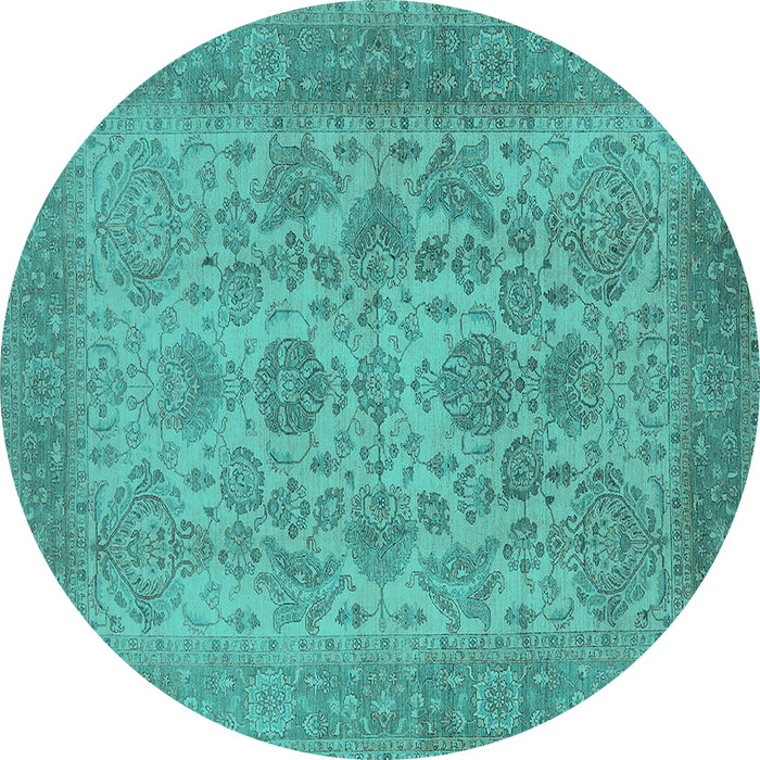 Round Oriental Turquoise Industrial Rug, urb790turq
