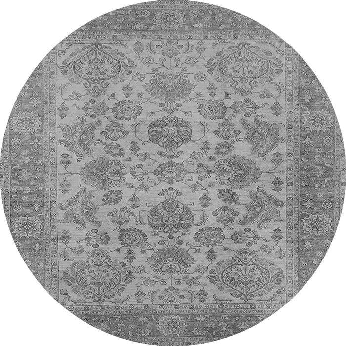 Round Machine Washable Oriental Gray Industrial Rug, wshurb790gry