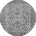 Round Machine Washable Oriental Gray Industrial Rug, wshurb790gry