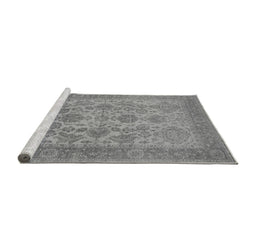 Sideview of Machine Washable Oriental Gray Industrial Rug, wshurb790gry