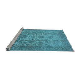 Sideview of Machine Washable Oriental Light Blue Industrial Rug, wshurb790lblu