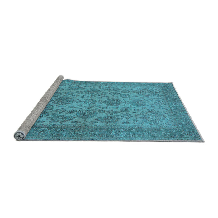 Sideview of Machine Washable Oriental Light Blue Industrial Rug, wshurb790lblu