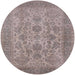 Round Mid-Century Modern Khaki Rose Pink Oriental Rug, urb790