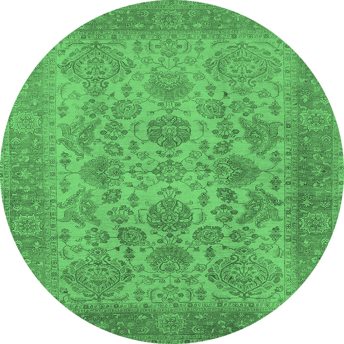 Round Oriental Emerald Green Industrial Rug, urb790emgrn