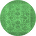 Round Oriental Emerald Green Industrial Rug, urb790emgrn