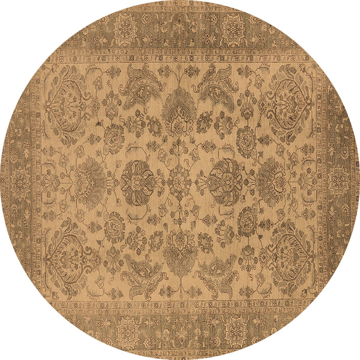 Round Oriental Brown Industrial Rug, urb790brn