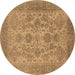 Round Oriental Brown Industrial Rug, urb790brn