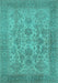 Machine Washable Oriental Turquoise Industrial Area Rugs, wshurb790turq