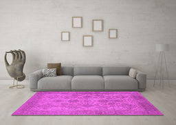 Machine Washable Oriental Pink Industrial Rug in a Living Room, wshurb790pnk