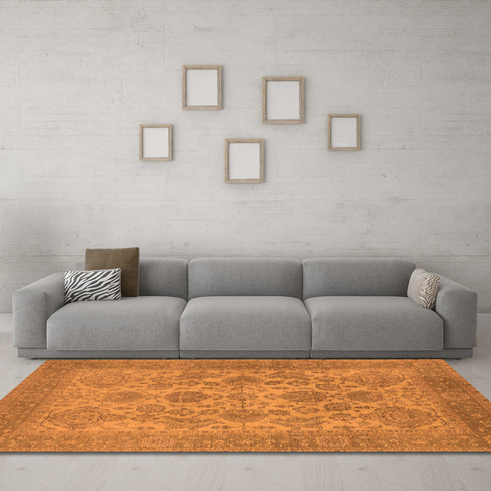 Machine Washable Oriental Orange Industrial Area Rugs in a Living Room, wshurb790org