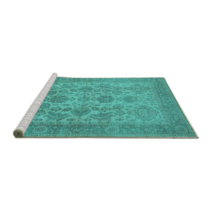 Sideview of Machine Washable Oriental Turquoise Industrial Area Rugs, wshurb790turq