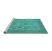 Sideview of Machine Washable Oriental Turquoise Industrial Area Rugs, wshurb790turq