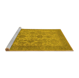 Sideview of Machine Washable Oriental Yellow Industrial Rug, wshurb790yw