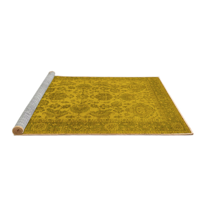 Sideview of Machine Washable Oriental Yellow Industrial Rug, wshurb790yw