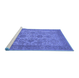 Sideview of Machine Washable Oriental Blue Industrial Rug, wshurb790blu
