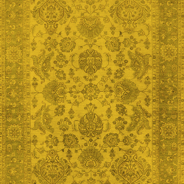 Machine Washable Oriental Yellow Industrial Rug, wshurb790yw