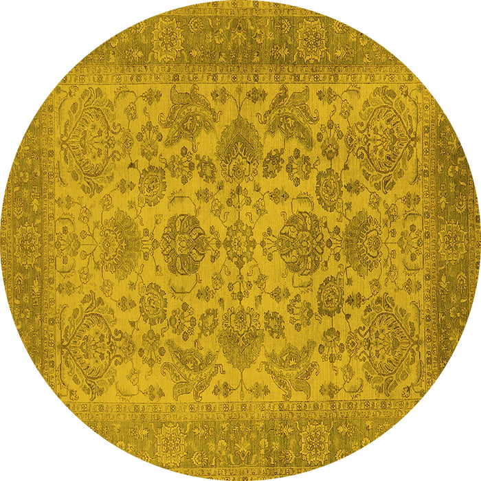 Round Oriental Yellow Industrial Rug, urb790yw