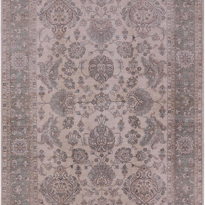 Mid-Century Modern Khaki Rose Pink Oriental Rug, urb790