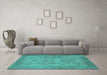 Machine Washable Oriental Turquoise Industrial Area Rugs in a Living Room,, wshurb790turq