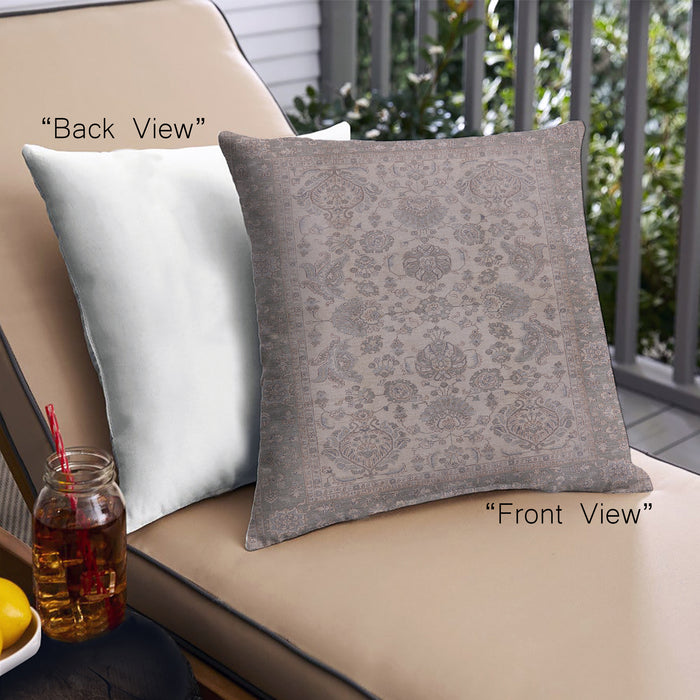 Front View of Mid-Century Modern Urban Square Khaki Rose Pink Throw Pillow, 18 inch by 18 inch, pwurb790