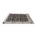 Sideview of Machine Washable Industrial Modern Western Charcoal Gray Rug, wshurb791