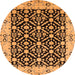 Round Machine Washable Oriental Orange Traditional Area Rugs, wshurb791org