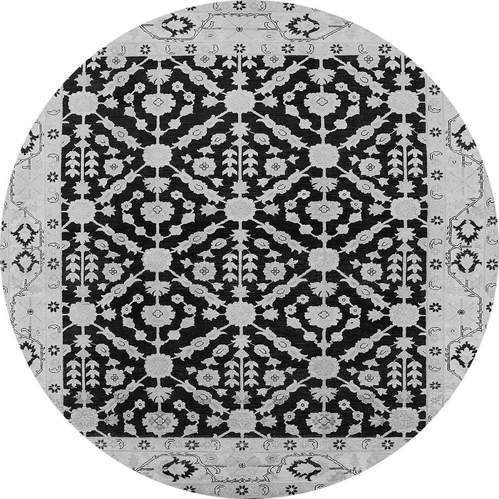 Round Oriental Gray Traditional Rug, urb791gry