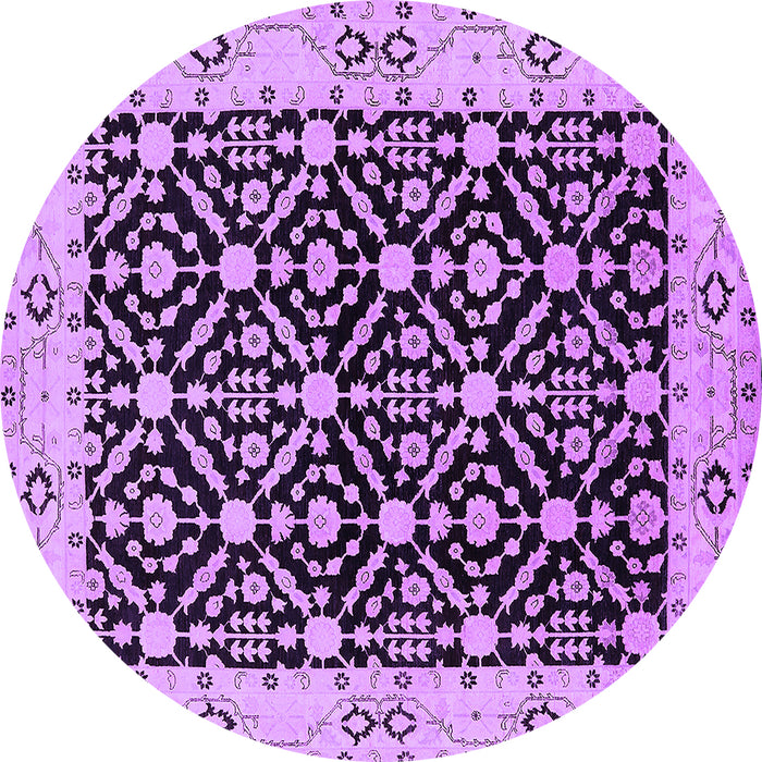Round Oriental Purple Traditional Rug, urb791pur