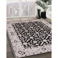 Mid-Century Modern Charcoal Gray Oriental Rug, urb791